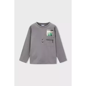 Mayoral longsleeve din bumbac culoarea gri, cu imprimeu, 4078 imagine
