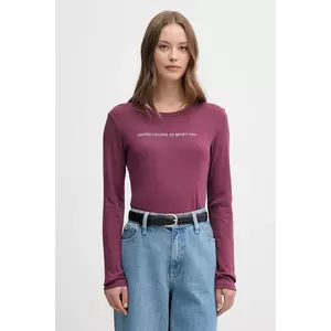 United Colors of Benetton longsleeve din bumbac culoarea violet, 3GA2E16G0 imagine