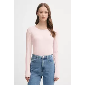 United Colors of Benetton longsleeve din bumbac culoarea violet, 3GA2E16G0 imagine