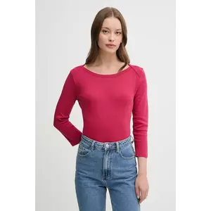 United Colors of Benetton longsleeve din bumbac culoarea roz, 3GA2E16A1 imagine