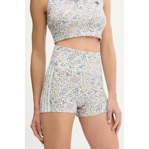 adidas Originals pantaloni scurți Liberty culoarea alb, cu imprimeu, high waist, JW5195 imagine