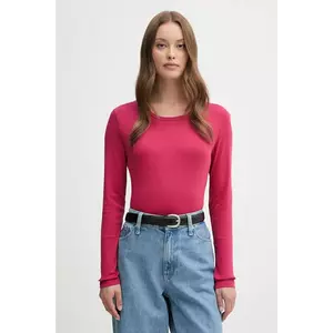 United Colors of Benetton longsleeve din bumbac culoarea roz, 3GA2E16F9 imagine
