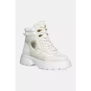 Blauer botine BLANCA femei, culoarea alb, cu toc plat, izolare usoara, F4BLANCA03.NYP imagine