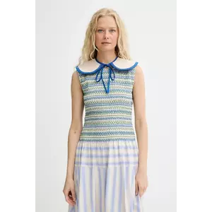 Renewed guler decorativ din denim creative upcycling culoarea bej, cu imprimeu, Renewed INTU x Answear imagine