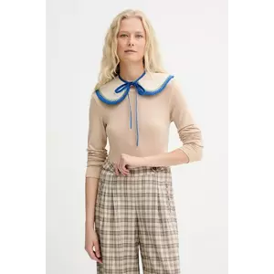 Renewed guler decorativ din denim creative upcycling culoarea bej, cu imprimeu, Renewed INTU x Answear imagine