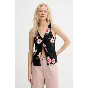 Renewed bluză din bumbac creative upcycling culoarea negru, cu imprimeu, Renewed INTU x Answear imagine