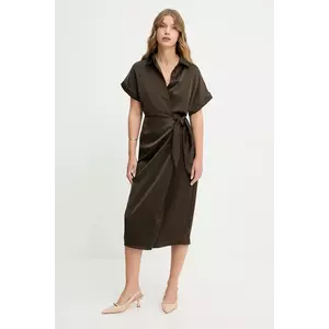 Answear.LAB rochie culoarea maro, midi, drept imagine