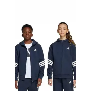 adidas bluză copii culoarea albastru marin, cu glugă, cu imprimeu, JW7527 imagine