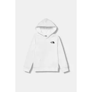 The North Face bluză copii TEEN BOX NSE REGULAR HOODIE culoarea alb, cu glugă, cu imprimeu, NF0A89H9LA91 imagine