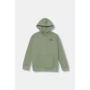 The North Face bluză copii TEEN BOX NSE REGULAR HOODIE culoarea verde, cu glugă, cu imprimeu, NF0A89H9DI21 imagine