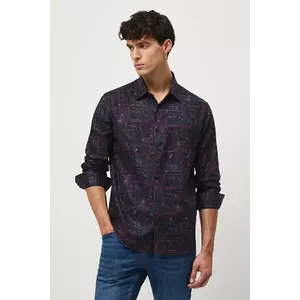 Medicine cămașă din bumbac culoarea albastru marin, cu guler clasic, regular imagine