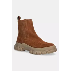 Weekend Max Mara botine din piele întoarsă Genepi culoarea maro, cu toc plat, 2525796035600 imagine