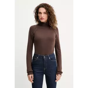 Silvian Heach pulover din amestec de lână SAM culoarea maro, cu guler, GPA25244LU imagine