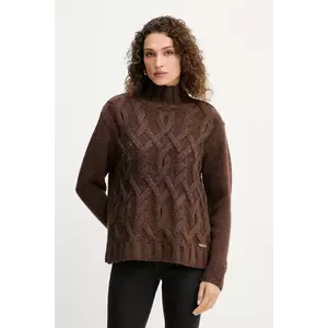 Silvian Heach pulover din amestec de lână HENRY culoarea maro, călduros, cu guler, GPA25255LU imagine