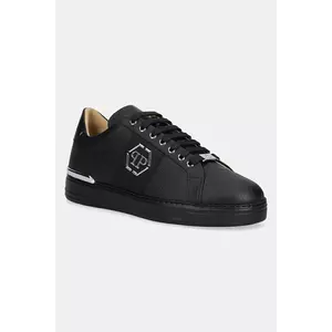 Philipp Plein sneakers din piele Lo-Top Monogram culoarea negru, USC0768 PLE005N 0202 imagine
