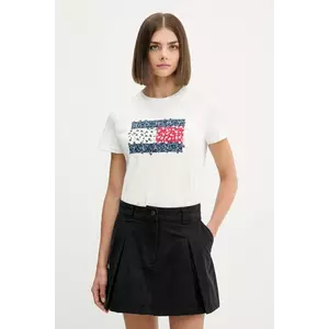 Tommy Jeans tricou din bumbac culoarea alb, DW0DW20897 imagine