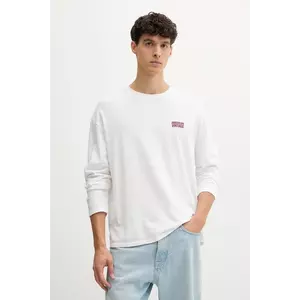 American Vintage longsleeve din bumbac culoarea alb, cu imprimeu, MYKO02B imagine