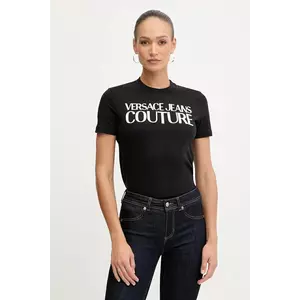 Versace Jeans Couture tricou din bumbac culoarea negru, 79HAHE05 CJ00E imagine