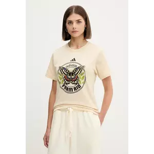 adidas tricou din bumbac x Farm Rio culoarea bej, JL8614 imagine