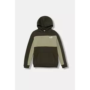 Puma bluză copii ESS BLOCK Small Logo Hoodie FL B culoarea verde, cu glugă, cu imprimeu, 690784 imagine