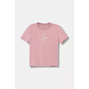 Puma tricou de bumbac pentru copii ESS SCRIPT Tee G culoarea roz, 685805 imagine