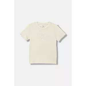 Puma tricou de bumbac pentru copii ESS SCRIPT Tee G culoarea bej, 685805 imagine