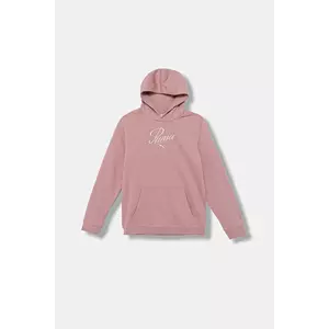 Puma bluză copii ESS SCRIPT Hoodie FL G culoarea roz, cu glugă, cu imprimeu, 688728 imagine