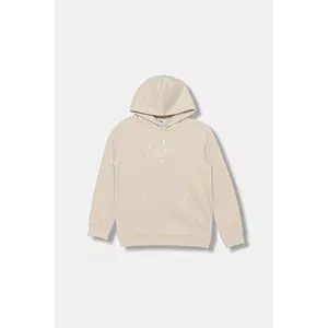 Puma bluză copii ESS SCRIPT Hoodie FL G culoarea bej, cu glugă, cu imprimeu, 688728 imagine