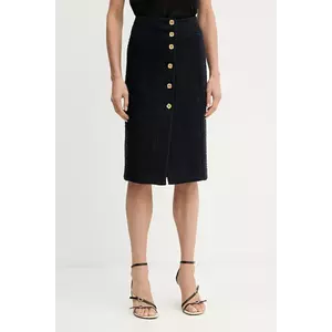 Luisa Spagnoli fustă culoarea bleumarin, midi, drept, 542280 imagine