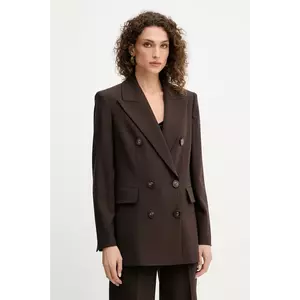 Luisa Spagnoli geacă de lână culoarea maro, cu două rânduri de nasturi, uni, 542410 imagine