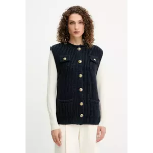 Luisa Spagnoli vestă de lână culoarea bleumarin, 100076 imagine