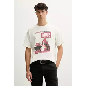 Levi's tricou din bumbac culoarea bej, cu imprimeu, 87373 imagine