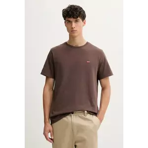 Levi's tricou din bumbac culoarea maro, uni, 56605 imagine