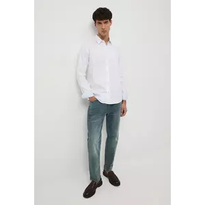 Medicine cămașă din bumbac culoarea alb, cu guler italian, regular imagine