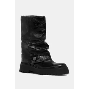 ZADIG&VOLTAIRE cizme de piele Angie culoarea negru, cu toc plat, SWCT02058 imagine