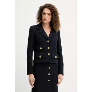 Luisa Spagnoli sacou din lână culoarea bleumarin, un singur rând de nasturi, uni, 542245 imagine