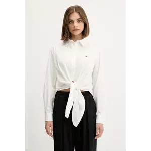 Tommy Jeans cămașă din bumbac culoarea alb, cu guler clasic, relaxed, DW0DW20990 imagine