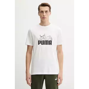 Puma tricou din bumbac culoarea alb, cu imprimeu, 632087 imagine