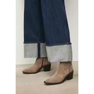 Answear.LAB cizme din piele intoarsa culoarea bej, cu toc drept, izolare usoara imagine