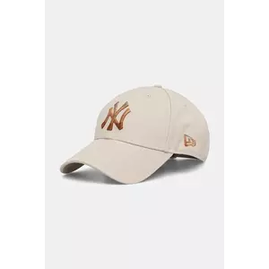 New Era șapcă de baseball din bumbac culoarea bej, 60691285 imagine