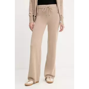 ERMANNO Firenze pantaloni de lână culoarea bej, lat, high waist, 57TP033E52 imagine