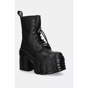 New Rock cizme de piele CRUST NEGRO, TOWER MAX culoarea negru, cu toc drept, M-TM001-C2 imagine
