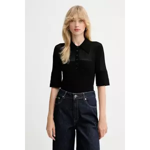 Gestuz tricou polo culoarea negru, 10910514 imagine