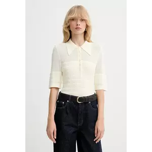 Gestuz tricou polo culoarea bej, 10910514 imagine