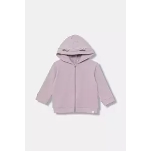 United Colors of Benetton bluză bebe culoarea violet, cu glugă, uni, 3MDSA501M imagine