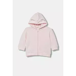 United Colors of Benetton bluză bebe culoarea roz, cu glugă, uni, 3MDSA501M imagine