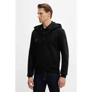 Trussardi hanorac de bumbac culoarea negru, cu glugă, uni, G8068000028N imagine