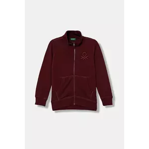 United Colors of Benetton hanorac de bumbac pentru copii culoarea bordo, cu imprimeu, 3J68C501B imagine