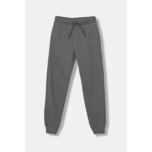 United Colors of Benetton pantaloni de trening din bumbac pentru copii culoarea gri, uni, 3J68CF01P imagine