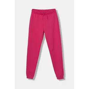 United Colors of Benetton pantaloni de trening din bumbac pentru copii culoarea roz, uni, 3J68CF02H imagine
